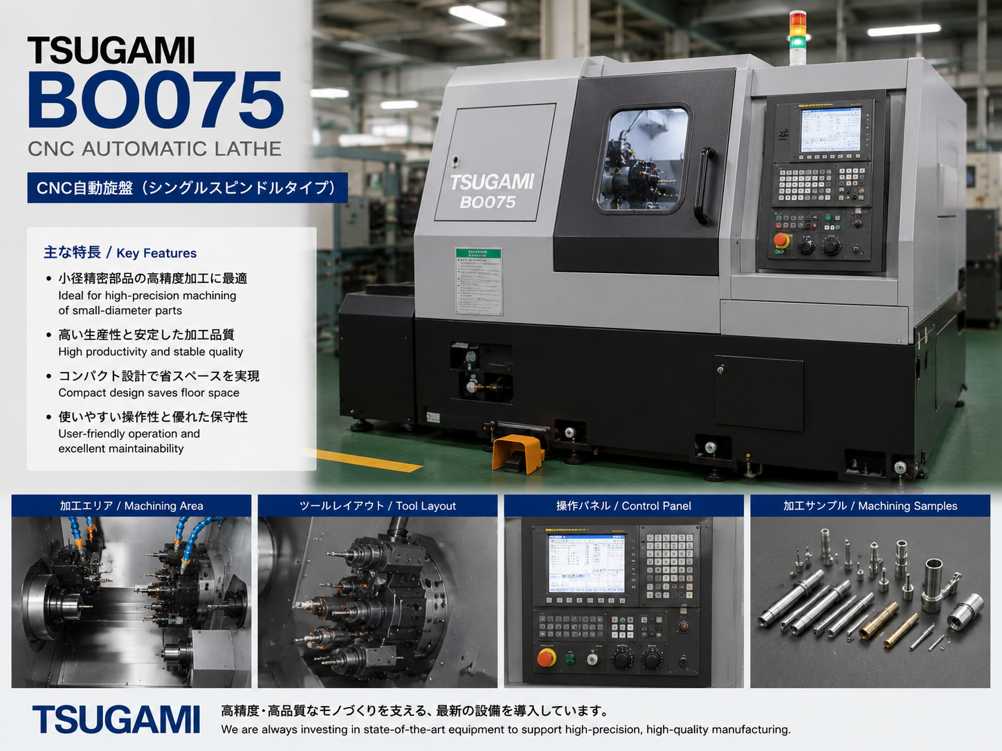 New Equipment Introduction: Two TSUGAMI BO075 CNC Automatic Lathes